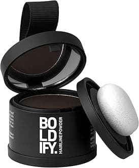 BOLDIFY Hairline Powder - Water-Resistant Root Touch Up Hair Color for Gray Coverage - 24-Hour Stain-Proof, Mess-Free Hair Powder for Thinning Hair - Dark Brown