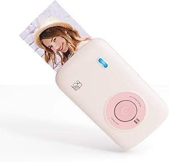CP2100 Portable Photo Printer for iPhone & Android, 2.1x3.4 Mini Instant Color Printer, Bluetooth 5.0, Type-C Charging, Dye-Sublimation Tech, Initial 10 Sheets Included, Pink