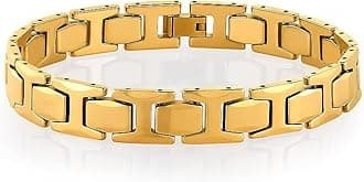 Men’s 18K Gold Plated Bracelet – Polished Pyramid Style, 8.3" Length, 11 mm Width, Scratch‑Resistant, Gift Box