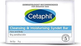 Cetaphil Cleansing and Moisturising Syndet Bar, Shea Butter,For Face & Body, Sensitive skin, 75g, Pack of 1