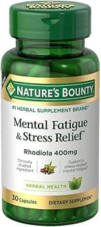 Nature's Bounty Mental Fatigue and Stress Relief, Rhodiola Supplement, 400 mg, Capsules, 30 Count