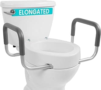 Raised Toilet Seat Riser for Seniors (with Handles) - Handicap Rail Grab Bar Seat for Over Toilet - Elevated Safety for Elderly, Disabled, Medical - Elongated