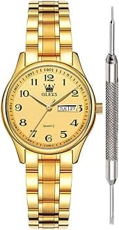 OLEVS Classic Watches for Women Analog Quartz Watch Stainless Steel Rugged Waterproof Watches Unique Calendar Date Business Wrist Watch