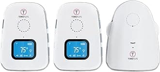 TimeFlys Audio Baby Monitor Twin Crown,Temperature Monitoring,Vibration,Lullabies,Rechargeable Battery,Two Way Talk,USB Connection,Zero Emission at Night Mode,Long Range up to 1000 ft