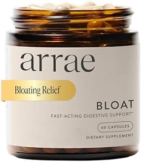 Arrae Fast-Acting Bloating Relief Digestive Enzymes, All Natural Bloat, Gas & Indigestion Relief Capsules, 60 Count