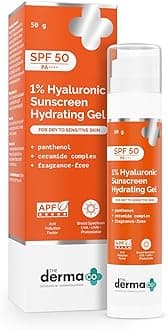 1% Hyaluronic Sunscreen Hydrating Gel SPF 50 PA++++ | For Dry, Sensitive Skin | Lightweight Texture | No White Cast | UVA/UVB, Broad Spectrum Protection & Blue Light Protection | Non- Comedogenic | Clinically Tested - (In -Vivo) | Tan Protection | Photostable | For Men & Women | 50 g
