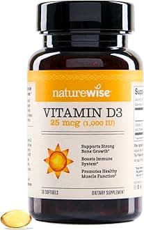 Vitamin D3 1000iu (25 mcg) 1 Month Supply for Healthy Muscle Function, Bone Health and Immune Support, Non-GMO, Gluten Free in Cold-Pressed Olive Oil, Packaging May V, 30 Count