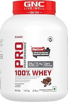 GNC Pro Performance 100% Whey Protein | 4 lbs | Muscle Growth | Muscle Recovery | DigeZyme® For Easy Digestion | Informed Choice Certified | 24g Protein | 5.5g BCAA | Chocolate Supreme | 1.81 kg