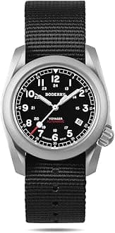 Titanium Automatic Field Watch 40 mm Military Watch Day Date Function 100 m Waterproof Nylon Strap Japanese Mechanical Movement with Screw Mechanism Crown -