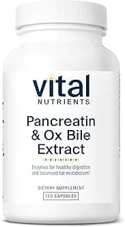 Vital Nutrients Pancreatin & Ox Bile Extract 500mg - Natural Digestive Enzymes for Women & Men - Supports Digestion of Protein, Fat, and Carbohydrates*- Gluten, Dairy & Soy Free - 120 Capsules