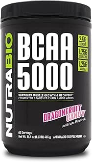 BCAA 5000 Powder - Vegan Fermented BCAAs - Supports Lean Muscle Growth, Recovery, Endurance - 60 Servings - Dragonfruit Candy