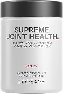 Codeage Supreme Joint Health, UC-II Collagen Capsules Type II, VitaCherry Sport Cherries, Boron, Calcium Fructoborate, Hyaluronic Acid, Turmeric, Bromelain & Boswellia Supplement, Non-GMO, 60 Count