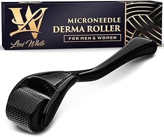 Derma Roller for Skin, Hair & Beard – Women and Men Titanium Microneedling Roller for Face & Scalp, Safe & Easy to Use - Glossy Black