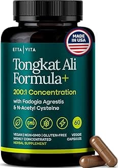 Etta Vita 200:1 Longjack - Tongkat Ali & Fadogia Agrestis Supplement for Men & Womens Energy (Made in USA) T Support, Lean Muscle Recovery, Hormonal Balance with Vegan NAC Liver Detox & Cleanse 60ct