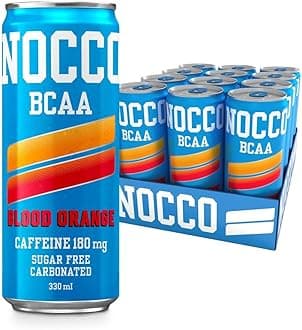 Sugar Free Energy Drink – BCAA, 180mg High Caffeine, with Amino Acids & Vitamins, Ideal for Pre Workout – 12 x 330ml (Blood Orange Del Sol)