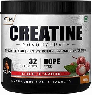 AS-T-IS Nutrition ATOM Creatine Monohydrate Powder 100G-32 Servings | Dope Free | Enhances Performance | Promotes Muscle Gains | Litchi
