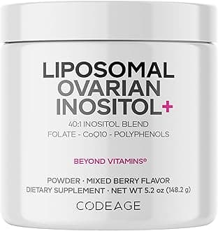 Codeage Liposomal Ovarian Inositol Powder - Myo-Inositol & D-Chiro-Inositol 40:1 Blend, Folate 5-MTHF, CoQ10, Pomegranate & Wild Blueberry - 2-Month Supply - Mixed Berry Flavor - Non-GMO, 60 Servings