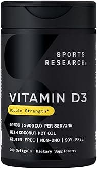 Sports Research, Vitamin D3 with Coconut Oil, 50mcg, 360 softgels, 2,000 IU