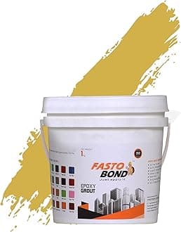 Resin Epoxy Grout - 1 Kg-3 Kg & 5 Kg - Full_Glitter-Sparkle Colors Tile Grout_Fastobond | 3 Components Only | Premixed Glitter For Uniform Finish (5 Kg, Metalic-Golden), 1 Bucket
