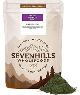 Sevenhills Wholefoods Organic Super Greens Blend 400g | with Spirulina, Chlorella, Wheatgrass, Barley Grass | Supports Skin, Immunity & Reduce Tiredness | 80 Servings | UK Made