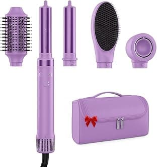 5 in 1 Hot Air Multi-Styler Professional Hair Wrap Styler Set with Air Curlers, Hair Dryer Brush, Straightener, Concentrator for Fast Drying Curling Straightening, Gift for Women