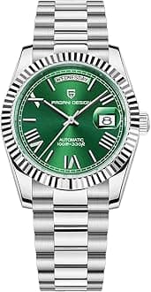 LACZ DENTON Pagani Design DD36 Men's Watches Luxury Automatic Watch Men AR Sapphire Glass Mechanical Wristwatch Men 10Bar ST16 Movt, Green, Automatic Watch,Mechanical