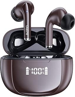 Wireless Earbuds, Bluetooth Headphones 5.3 with LED Power Display Charging Case,True Wireless Earphones Deep Bass Stereo Sound TWS Microphone, IP67Waterproof for Sleep Sport Workout Gam（Brown）