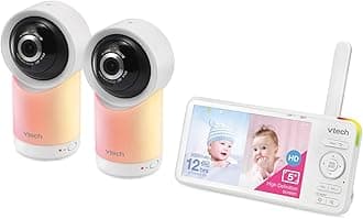 VTechRM5766-2HD RM57662HD Smart Wi-Fi 1080p 2-Camera 360°-Pan-and-Tilt Video Baby Monitor System with 5-in. Display, Night-Light, and Remote Access, White