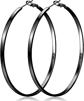 LOUMILEO Sterling Silver Hoop Earrings Large Silver Hoop Earrings for Women Lightweight Big Hoops Earring Hypoallergenic Thin Hoops Earring for Women 30/40/50/60/65/70MM