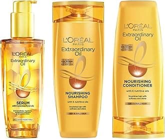 L'Oreal Paris Extraordinary Oil 3 -step Nourishing kit - Shampoo For Dry & Dull Hair (340ml) + Conditioner (180ml) + Hair Serum (100ml)