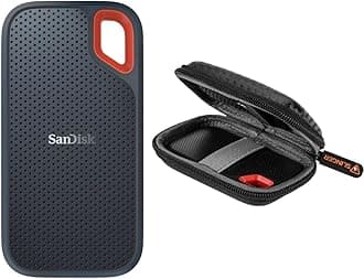 Sandisk Extreme Portable 2TB USB 3.2 Gen Type-C External SSD V2, Black, Bundle with HD- Drive Case