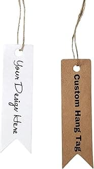 100 pcs Custom Hang Tags,Personalized Your Logo and Text Price Tags Jewelry Hang Tags Labels (0.75×2.75 inch)