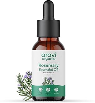 Aravi Organic Pure and Natural Rosemary Essential Oil for Hair Growth, Hair Fall Control, Nourishment, Strengthening, and Skin Care - Rosemary Oil for Women and Men - 1 FL Oz / 30ml