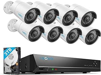 Reolink 4MP 16CH PoE Video Surveillance System, 8pcs Wired Outdoor 1440P PoE IP Cameras, 5MP 16-Channel NVR with 3TB HDD for Home and Business 24/7 Recording, RLK16-410B8-4MP