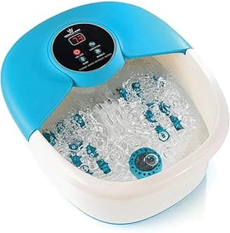 Medical king Foot Spa Massager with Heat, 14 Rollers in Foot Shape - 5 in 1 Foot Bath Massager - Adjustable Heating, Bubbles, Vibration, Pumice Stone, Mini Massage Points