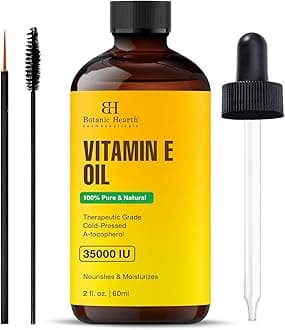– Botanic Hearth Vitamin E Oil | 100% Pure And Natural Oil For Growth Of Nails, Hair, Eyebrows & Eyelashes | 35,000 Iu | Hair & Body Oil With Eyebrow & Eyelash Brush|
