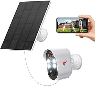 Security Cameras Wireless Outdoor with Solar Panel, 1080P Battery Power WiFi Surveillance, Indoor Home Camera with 2-Way Talk, Smart AI Human Detection, Color Night Vision, Live View (4 Spotlights)