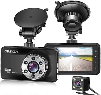 – ORSKEY Dash Cam Front and Rear 1080P Full HD Dual Dash Camera In Car Camera Dashboard Camera 170 Wide Angle HDR with 3.0" LCD Display Night Vision Motion Detection and G-sensor