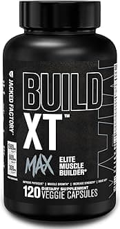 Jacked Factory Build-XT Max Muscle Builder for Men and Women - ATP Supplement with Peak02 Cordyceps, KSM-66 Ashwagandha, & ElevATP for Muscle Recovery, Muscle Growth, Increased Endurance - 120 Count