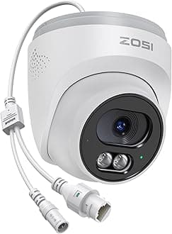 ZOSI 4MP UHD Add-on PoE Security CCTV Camera, Outdoor Indoor Home Surveillance Camera with Human Detection, 100ft IR Night Vision, 24/7 Recording, IP66 Weatherproof, Only Work with our PoE NVR System