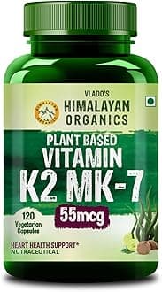 Vlado's Himalayan Organics Vitamin K2, MK -7 55Mcg Supplement I Plant-Based K2 I Supports Stronger Bone & Heart Health I vitamin k2 mk7 for Men & Women - 120 Veg Capsules