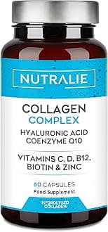 Collagen Hyaluronic Acid - Hydrolysed + Biotin and Q10 - Vitamins C, D, B12 and Zinc - Collagen Complex - 60 Capsules Nutralie