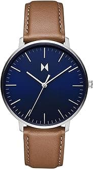 MVMT Legacy Slim Qtz Basic Slim Blue Round Dial Men's Analog Watch|Brown Leather Material|Brown Color Band - 28000211-D