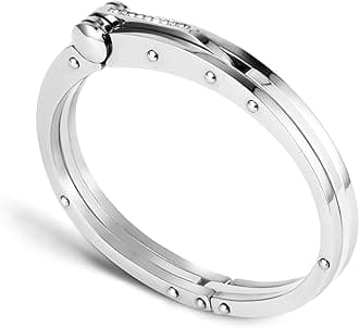 My Daily Styles Men’s Stainless Steel Handcuff Bracelet – Two-Tone Or Solid Color, Durable Cable Link, Adjustable Fit 8"-9" Wrist, Modern Fashion Jewelry for Men