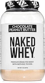 NAKED Whey Chocolate Peanut Butter Protein Powder, Grass Fed Whey, No GMO, No Soy, and Gluten Free. Nothing Artificial, Aid Growth and Recovery - 21 Servings