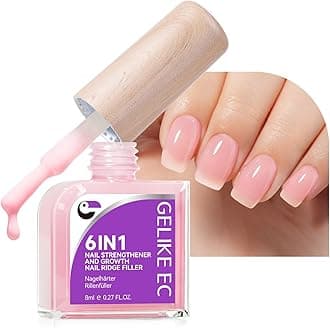 Nail Growth and Strengthener for Damaged Nails: Soft Pink Gelike EC Natural Nail Hardener Extra Strong and Growth - Long Lasting Nail Repair for Damaged Nails for Daily Work Home Salon
