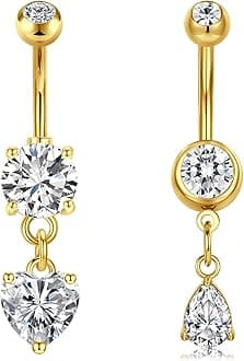 Belly Bars Navel Rings Sttainless Steel 14G 10mm Dangle Belly Button Piercing Curved Barbells Body Piercing Jewellery