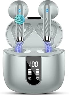 Wireless Earbuds, Bluetooth 5.4 Headphones NEW Wireless Headphones with 4 ENC Mic, 56H Bluetooth Earphones in Ear Noise Cancelling Deep Bass, Mini Ear Buds Bluetooth Earbuds IP7 Waterproof LED Display