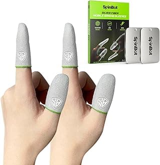 Silver Fiber Thumb & Finger Sleeve for Mobile Game (4 Pieces), Pubg,Cod,Freefire -with Metal Carry Box-Pack of 2 Pair-