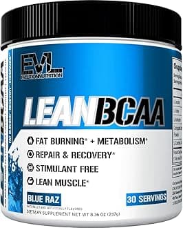 Evlution Nutrition Lean BCAA, BCAAs, CLA and L-Carnitine, Recover and Burn Fat,30 Serving (Blue Raz)